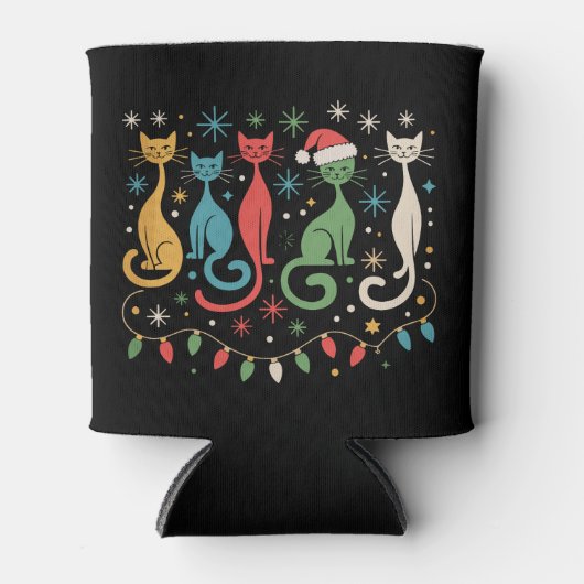Midden eeuw modern uitziende katten Kerstmis Retro Blikjeskoeler (Voorkant)