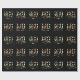 Midden eeuw modern uitziende katten Kerstmis Retro Cadeaupapier