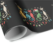 Midden eeuw modern uitziende katten Kerstmis Retro Cadeaupapier (Rol Hoek)