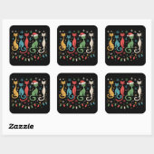 Midden eeuw modern uitziende katten Kerstmis Retro Vierkante Sticker (Vel)