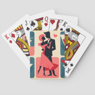 Midden eeuw modern valentijnsdanspaar pokerkaarten