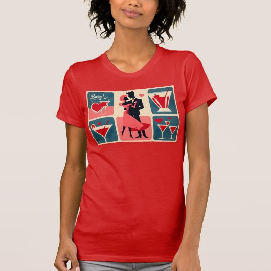 Midden eeuw modern valentijnsdanspaar t-shirt (Voorkant)