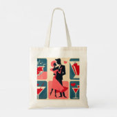 Midden eeuw modern valentijnsdanspaar tote bag (Achterkant)