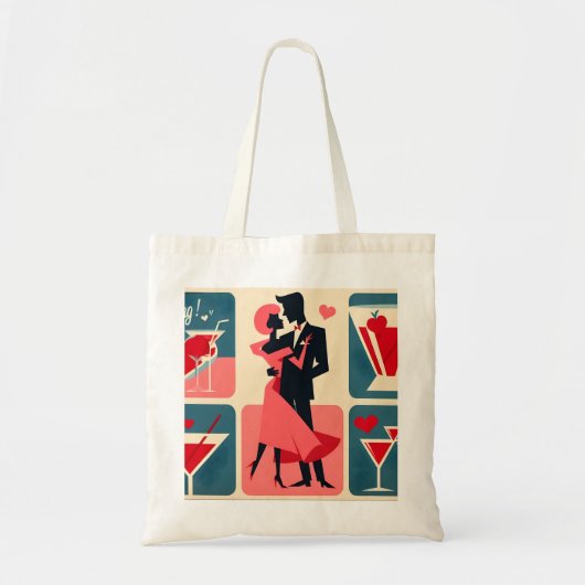 Midden eeuw modern valentijnsdanspaar tote bag (Voorkant)
