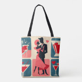 Midden eeuw modern valentijnsdanspaar tote bag (Achterkant)