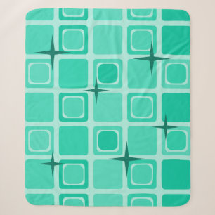Midden eeuw modern vierkant sterren turkoois sherpa deken