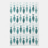 Midden eeuw modern vispatroon turquoise theedoek (Verticaal)