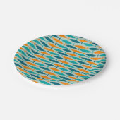 Midden eeuw modern visstrepen patroon papieren bordje (Gekanteld)