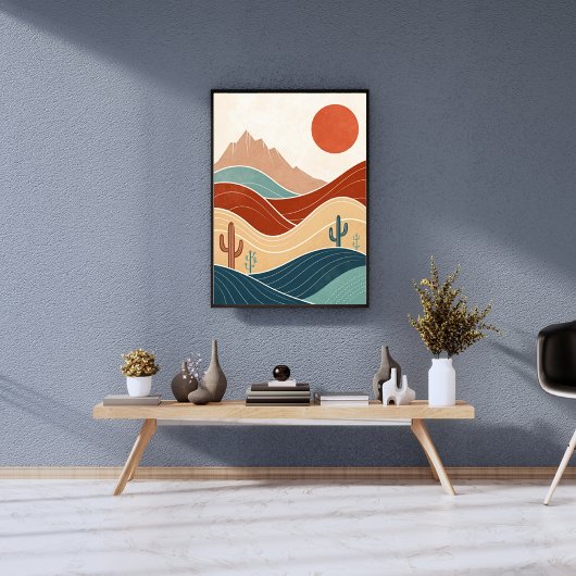 Midden-eeuw modern woestijnlandschap poster