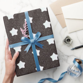 Midden eeuw modern zwart retro sterren patroon cadeaupapier
