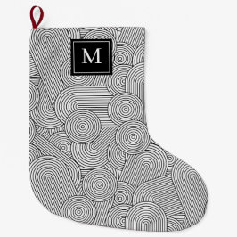 Midden Eeuw Modern Zwart Wit Monogram Initiaal Grote Kerstsok