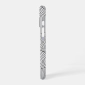 Midden eeuw modern zwart-wit monogram initiaal iPhone 16 hoesje (Linkerkant)