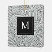 Midden Eeuw Modern Zwart Wit Monogram Initiaal Keramisch Ornament (Links)