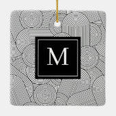 Midden Eeuw Modern Zwart Wit Monogram Initiaal Keramisch Ornament (Achterkant)
