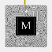 Midden Eeuw Modern Zwart Wit Monogram Initiaal Keramisch Ornament (Voorkant)