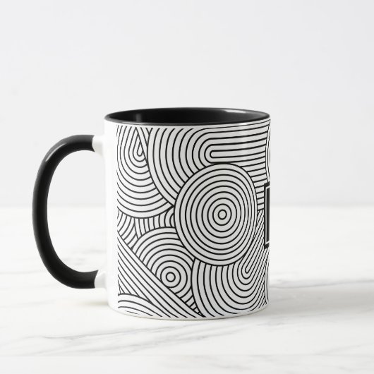 Midden Eeuw Modern Zwart Wit Monogram Initiaal Mok (Links)