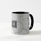 Midden Eeuw Modern Zwart Wit Monogram Initiaal Mok (Voorkant rechts)