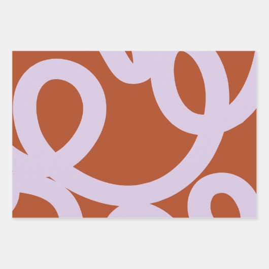 Midden eeuw moderne Abstracte lijnen bruin en Paar Inpakpapier Vel (Voorkant 3)