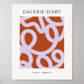 Midden eeuw moderne Abstracte lijnen bruin en Paar Poster (Voorkant)