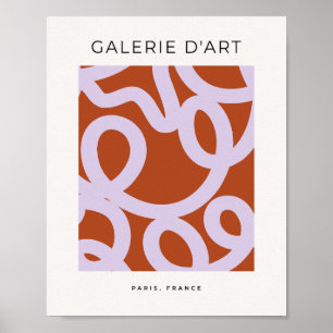 Midden eeuw moderne Abstracte lijnen bruin en Paar Poster