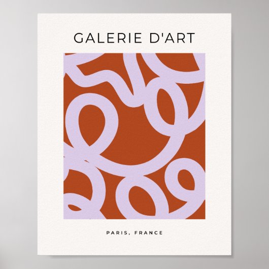 Midden eeuw moderne Abstracte lijnen bruin en Paar Poster (Voorkant)