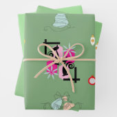 Midden eeuw moderne Atomic Cat Kerstvakantie Inpakpapier Vel (In situ)