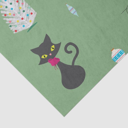 Midden eeuw moderne Atomic Cat Kerstvakantie Tissuepapier (Detail)
