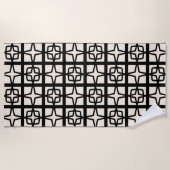 Midden eeuw moderne Atomic jaren 50 Retro Black Cr Strandlaken (Voorkant)