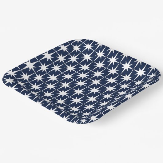 Midden-eeuw moderne Atomic Starburst Pattern Marin Papieren Bordje (Gebogen)