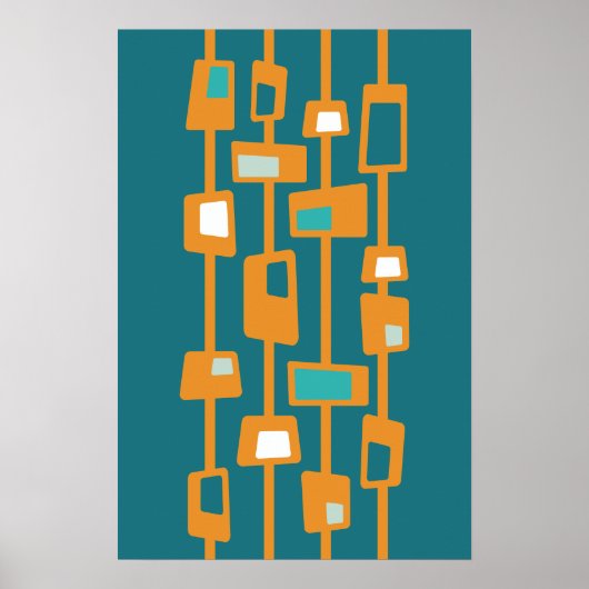 Midden eeuw moderne atomische funky blokken poster (Voorkant)