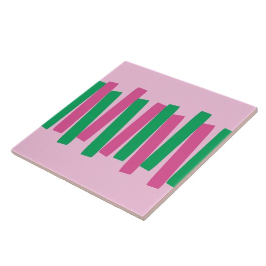 Midden eeuw moderne atomische funky blokken roze,  tegeltje (Zijkant)