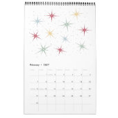 Midden eeuw moderne atomische retro originele kuns kalender (Feb 2027)