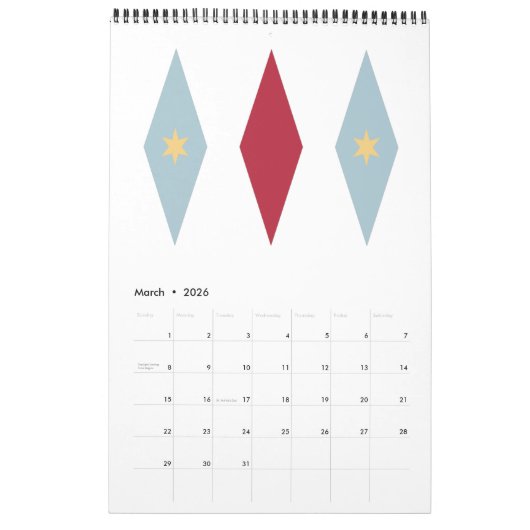 Midden eeuw moderne atomische retro originele kuns kalender (Mar 2026)