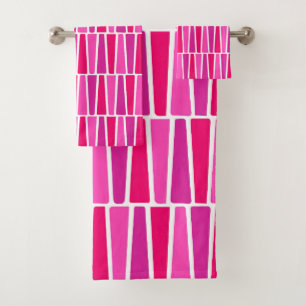 Midden eeuw moderne atoomblokken, Viva Magenta Bad Handdoek