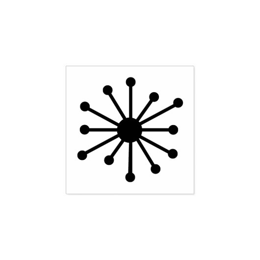 Midden eeuw moderne atoomburst retro jaren '50 rubberstempel (Afrduk)