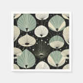 Midden eeuw moderne atoomdruppels groen zwart servet (Voorkant)