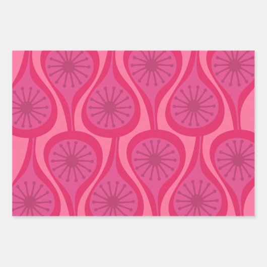 Midden-eeuw moderne atoomdruppels patroon heet roz inpakpapier vel (Voorkant 2)