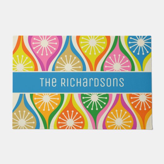 Midden eeuw moderne atoomdruppels retro gepersonal deurmat (Voorkant)