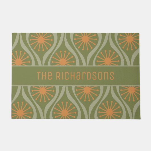 Midden eeuw moderne atoomdruppels retro gepersonal deurmat (Voorkant)