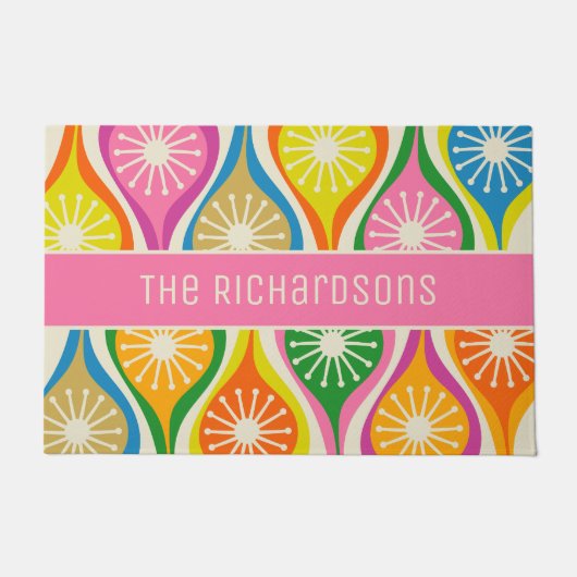 Midden eeuw moderne atoomdruppels retro gepersonal deurmat (Voorkant)