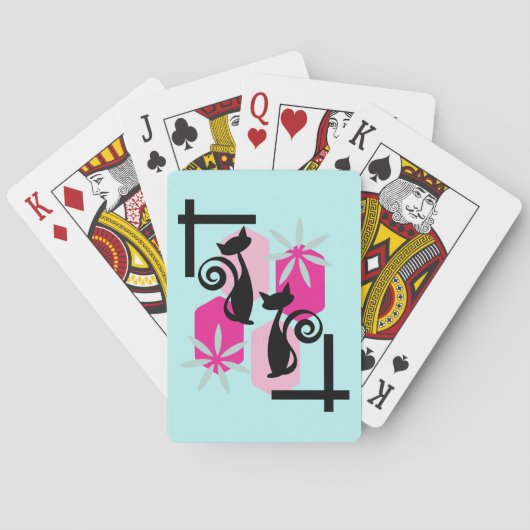 Midden eeuw moderne atoomkat pokerkaarten (Achterkant)