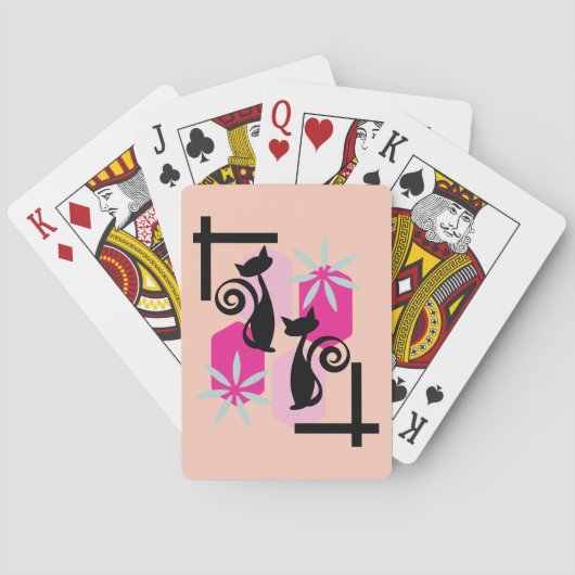 Midden eeuw moderne atoomkat pokerkaarten (Achterkant)