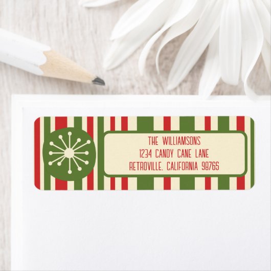 Midden eeuw moderne atoompunt retro kerst etiket (Insitu)