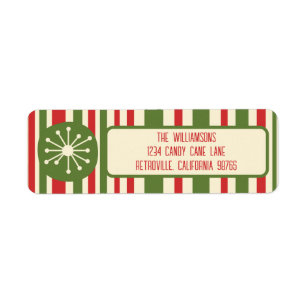 Midden eeuw moderne atoompunt retro kerst etiket