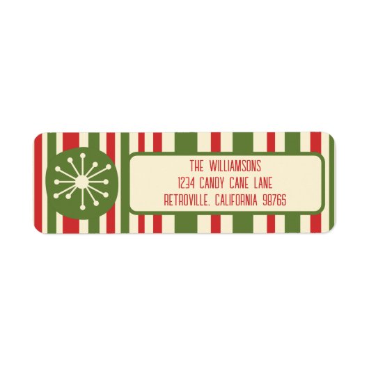 Midden eeuw moderne atoompunt retro kerst etiket (Voorkant)