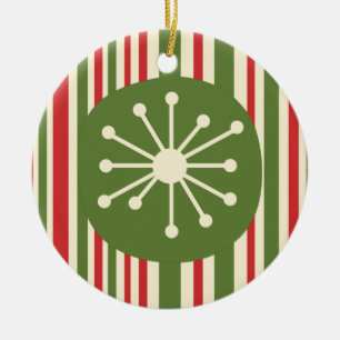 Midden eeuw moderne atoompunt retro kerst keramisch ornament