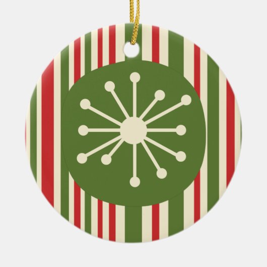 Midden eeuw moderne atoompunt retro kerst keramisch ornament (Voorkant)