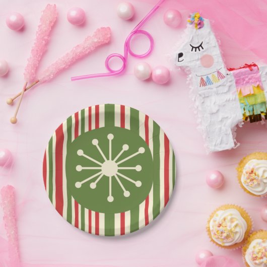 Midden eeuw moderne atoompunt retro kerst papieren bordje (Feest)