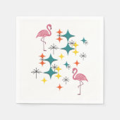Midden eeuw moderne atoomStarburst roze flamingo Servet (Voorkant)