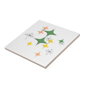 Midden-eeuw moderne atoomstarbursts op maat groen tegeltje (Zijkant)